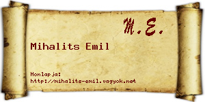 Mihalits Emil névjegykártya